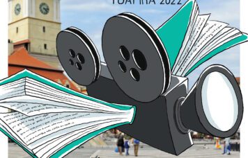 Afiș Enkidu cu cărți și filme, Brașov