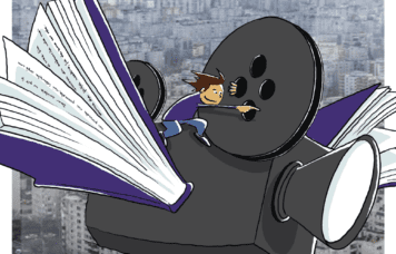 Afiș Enkidu cu cărți și filme, Sector 5