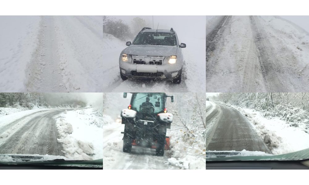 Circulație îngreunată pe unele drumuri din cauza ninsorii- FOTO