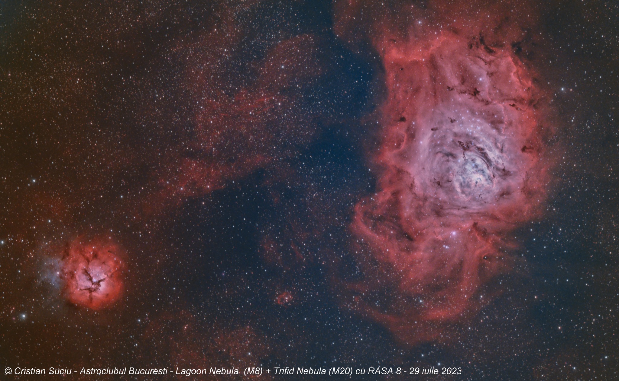 Lagoon Nebula (Messier8) și Trifid Nebula (Messier 20) de Cristian Suciu