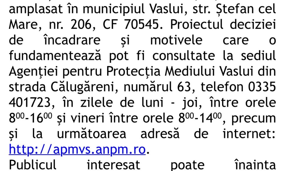 ANUNȚ PUBLIC