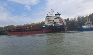 Navă sub pavilion Barbados eșuată la Mila 17 pe Canalul Sulina!