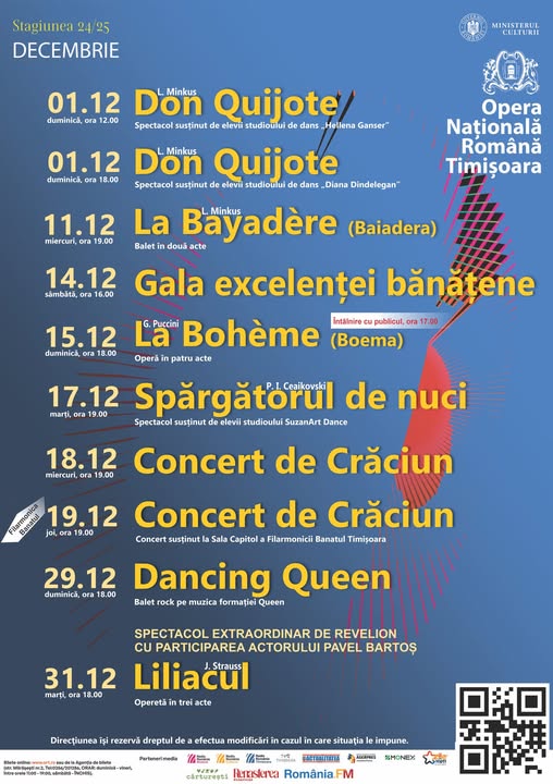 Luna decembrie aduce spectacole de excepție, la Opera Națională din Timișoara! Invitat special, în noaptea de Revelion, va fi actorul Pavel Bartoș