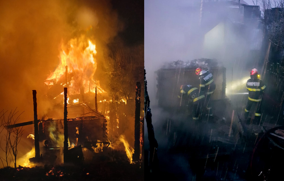 Un incendiu devastator a mistuit mai multe anexe ale unei gospodării! Pompierii s-au chinuit mai bine de două ore să stingă flăcările violente