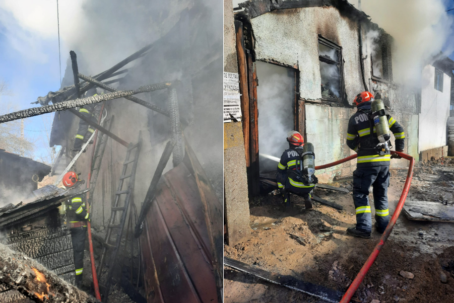 Bărbat rănit, după ce casa i-a fost cuprinsă de flăcări! Echipajele de salvare au intervenit de urgență