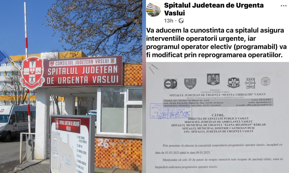 Criza la SJU Vaslui, nu mai sunt locuri la ATI, nu se mai operează. Incompetența lovește din nou!