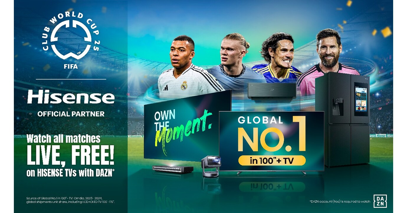 Oglądaj Klubowe Mistrzostwa Świata w Piłce Nożnej FIFA Club World Cup 2025™ za darmo na telewizorach Smart TV firmy Hisense