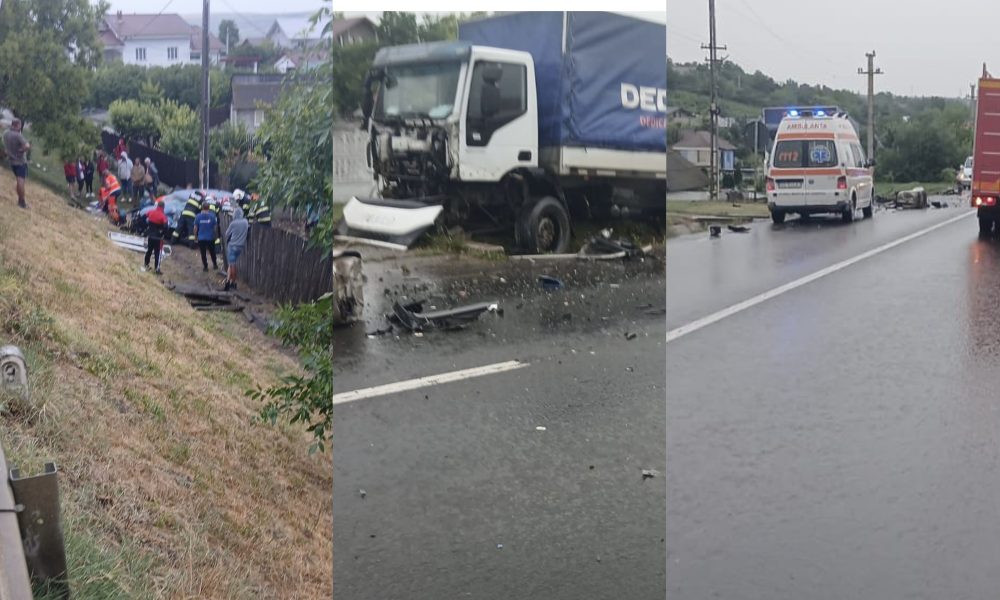 autoturism izbit de un camion, o persoană încarcerată- FOTO – stiriest.ro
