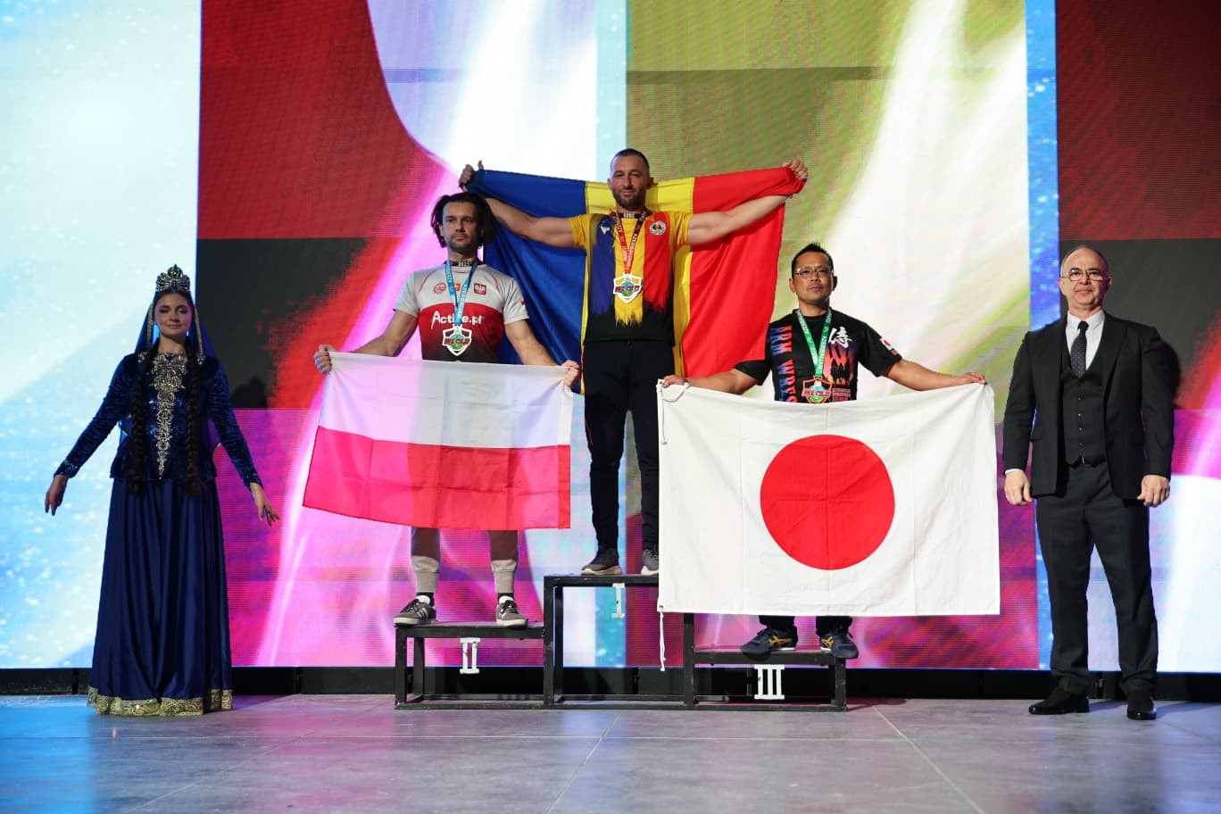 Onoare și dăruire! Alin Iovănescu cucerește al doilea titlu de Campion Mondial la C.M. de Armwrestling de la Baku – Azerbaidjan
