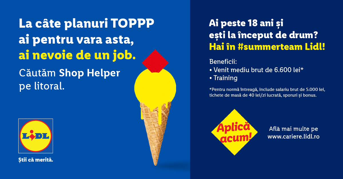 Lidl oferă joburi de vară pe litoral pentru tineri fără experiență