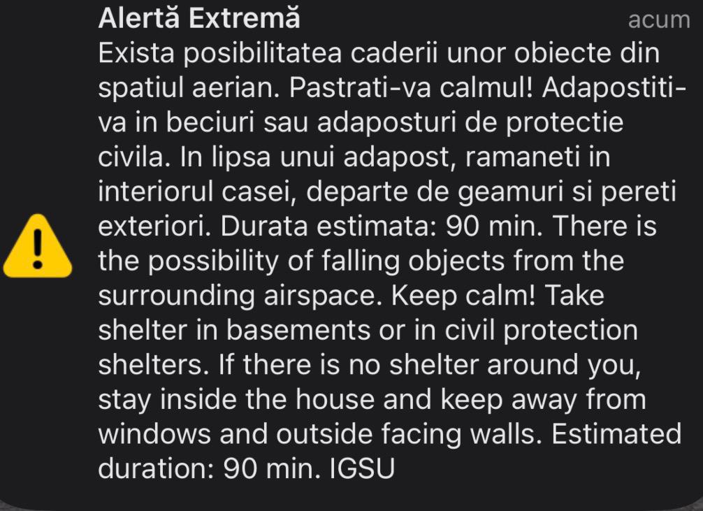 Mesaj RO-Alert emis în această dimineață pentru nordul județului