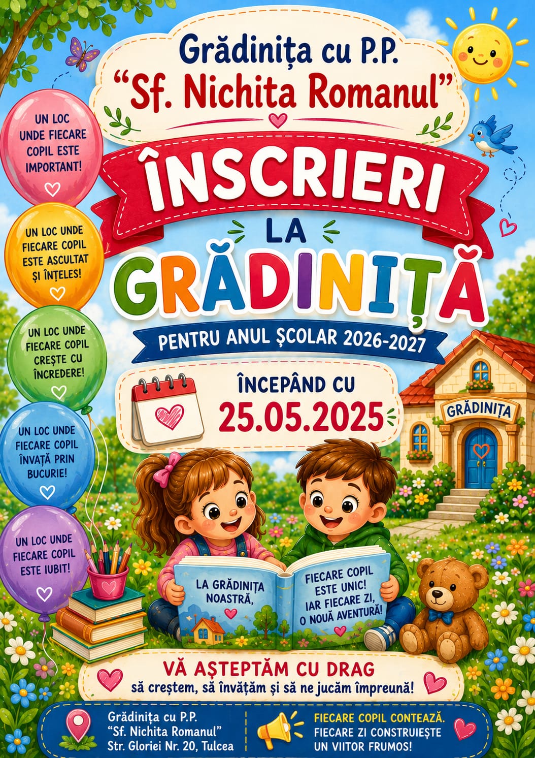 Înscrieri deschise la Grădinița „Sf. Nichita Romanul” din Tulcea