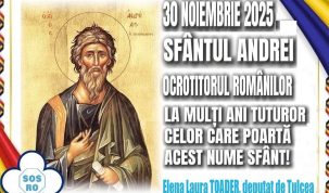 Elena Laura Toader, deputat S.O.S. România: ”La mulți ani tuturor celor care poartă numele Sfântului Andrei”